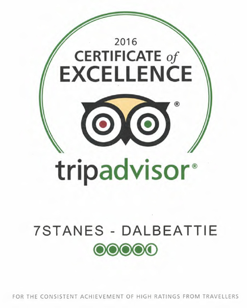 The tripadvisor logo, with the words 'Certificate of Excellence, tripadvisor' inside a green cirle with a owl graphic. 